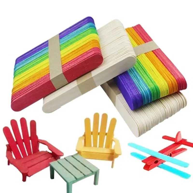 50PCS Eco-Friendly Birch Wood Craft Stick Length 11.5&6.5CM Handwork Art Craft Ice Cream DIY Popsicle Sticks Kitchen Accessories