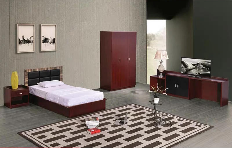 Popular Commercial Hotel Bedroom Furniture Twin Bed Single Bed