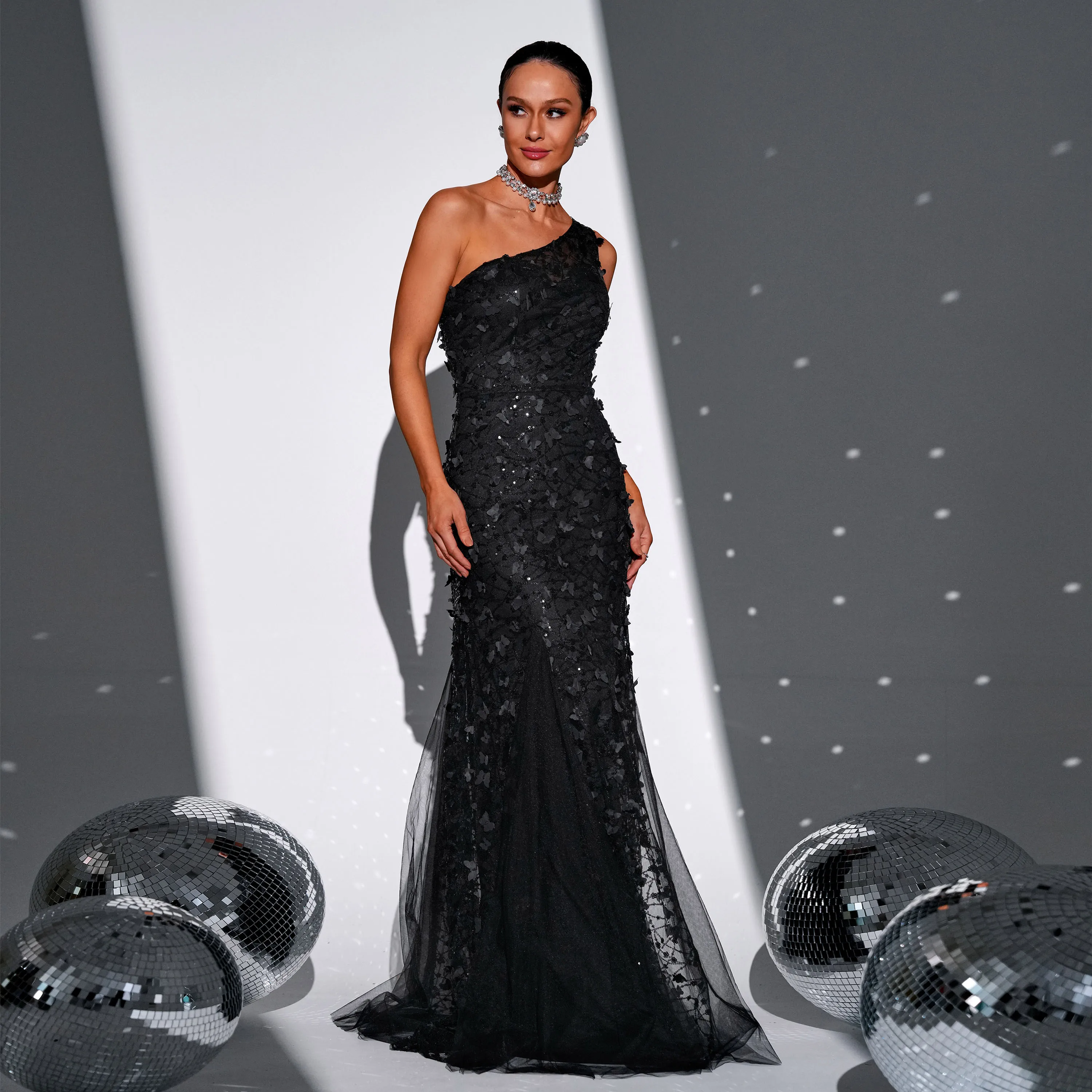 One Shoulder Backless A-Line Maxi Sequin Black Sexy Elegant Luxury Long Evening Dresses for Women Lady Formal Dinner Party