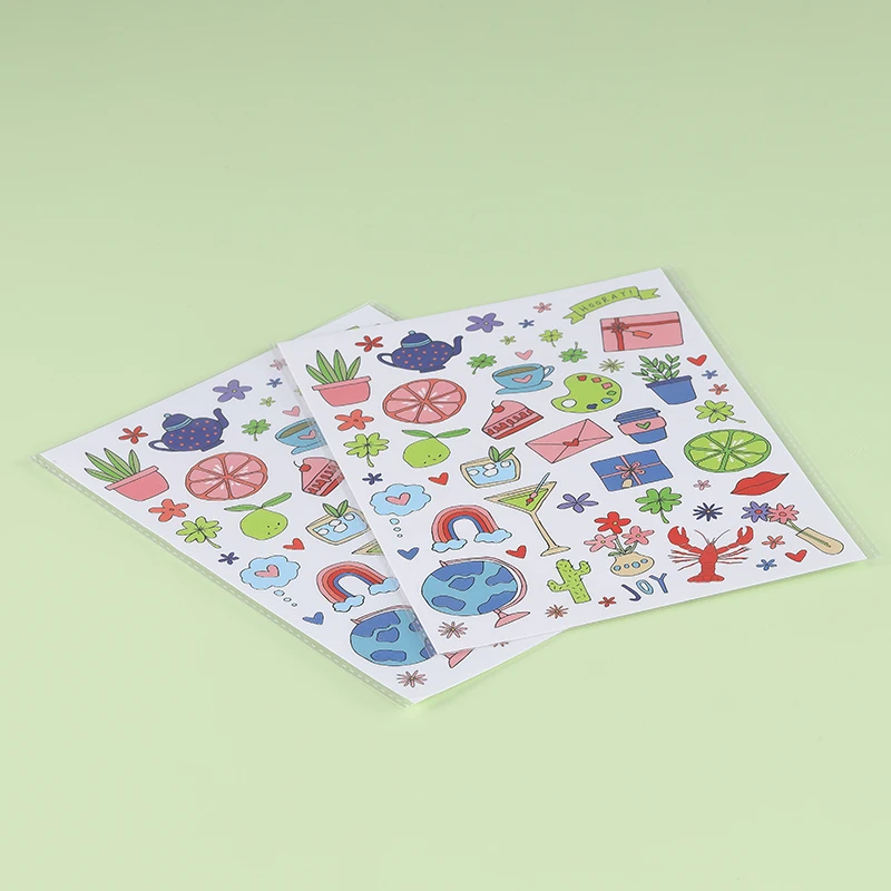 High Quality Custom Printing Cartoon Sticker Vinyl Die Cut Sticker Sheet Removable Kiss Cut Vinyl Stickers Sheet
