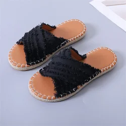 2022 new fashion summer flat Slip-on Fashion denim slide sandals for woman