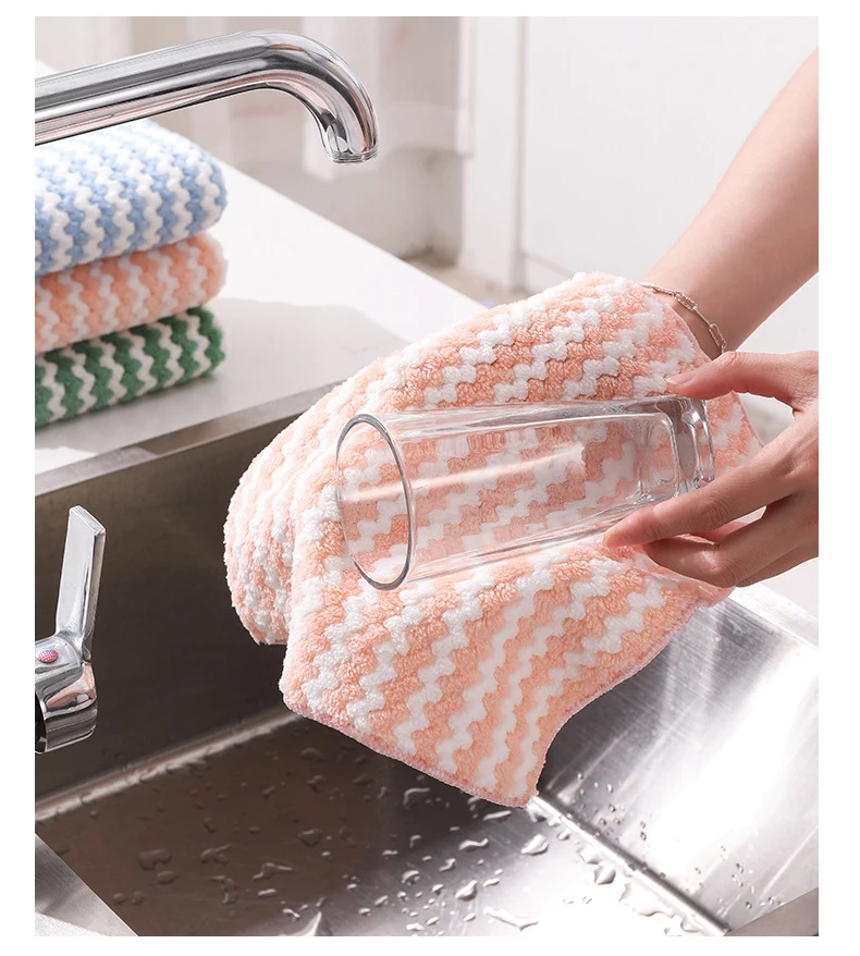 Factory Water Absorbent Thickened Microfiber Kitchen Dishcloth Dishtowel Cleaning Cloth Dish Cloth Dish Towels For Kitchen