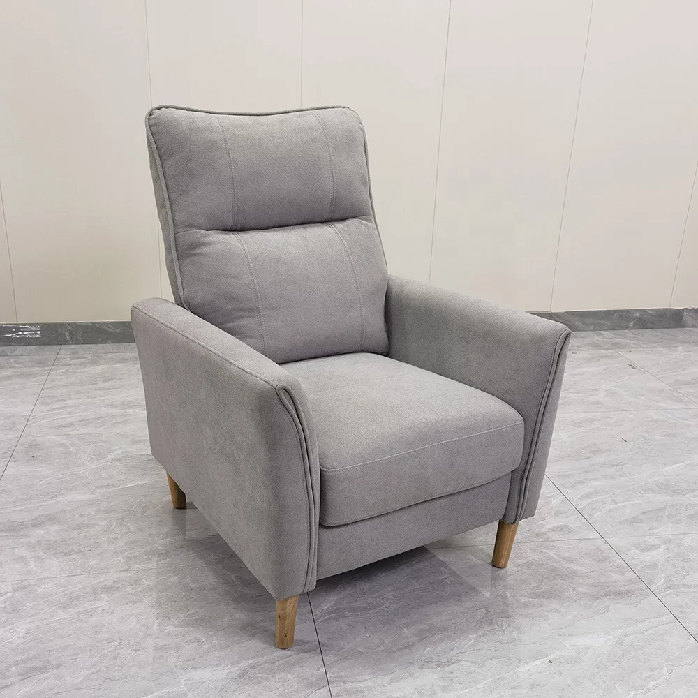 Modern Single Seat Sofa with 180 Degree Reclining 180 Minimalist Style Extendable Design Wood Frame and Fabric Upholstery