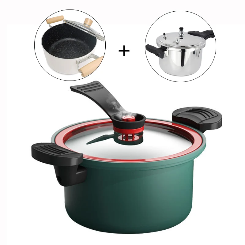 New Non stick cast iron Micro pressure cooker Seal Ring cookware sets soup & stock pots Micro pressure cooker With Handle