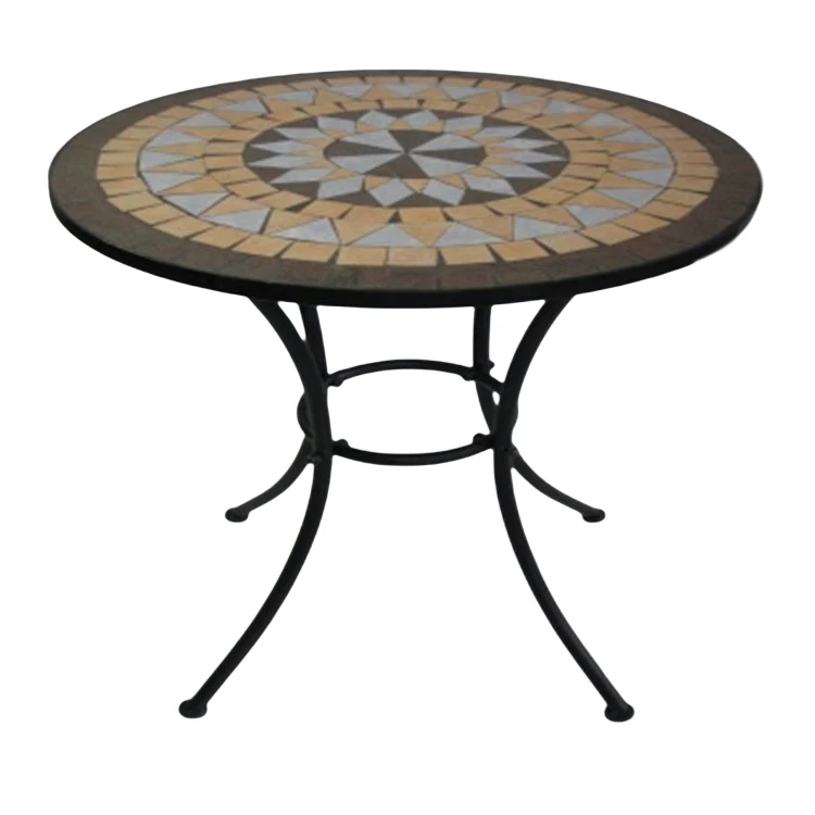 china factory wholesale cheap mosaic marble top metal cast iron garden table