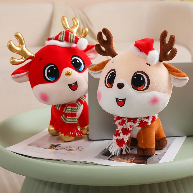 Christmas Plush Reindeer Decoration Cute Big Eyes Stuffed Animal Plush Custom Toys