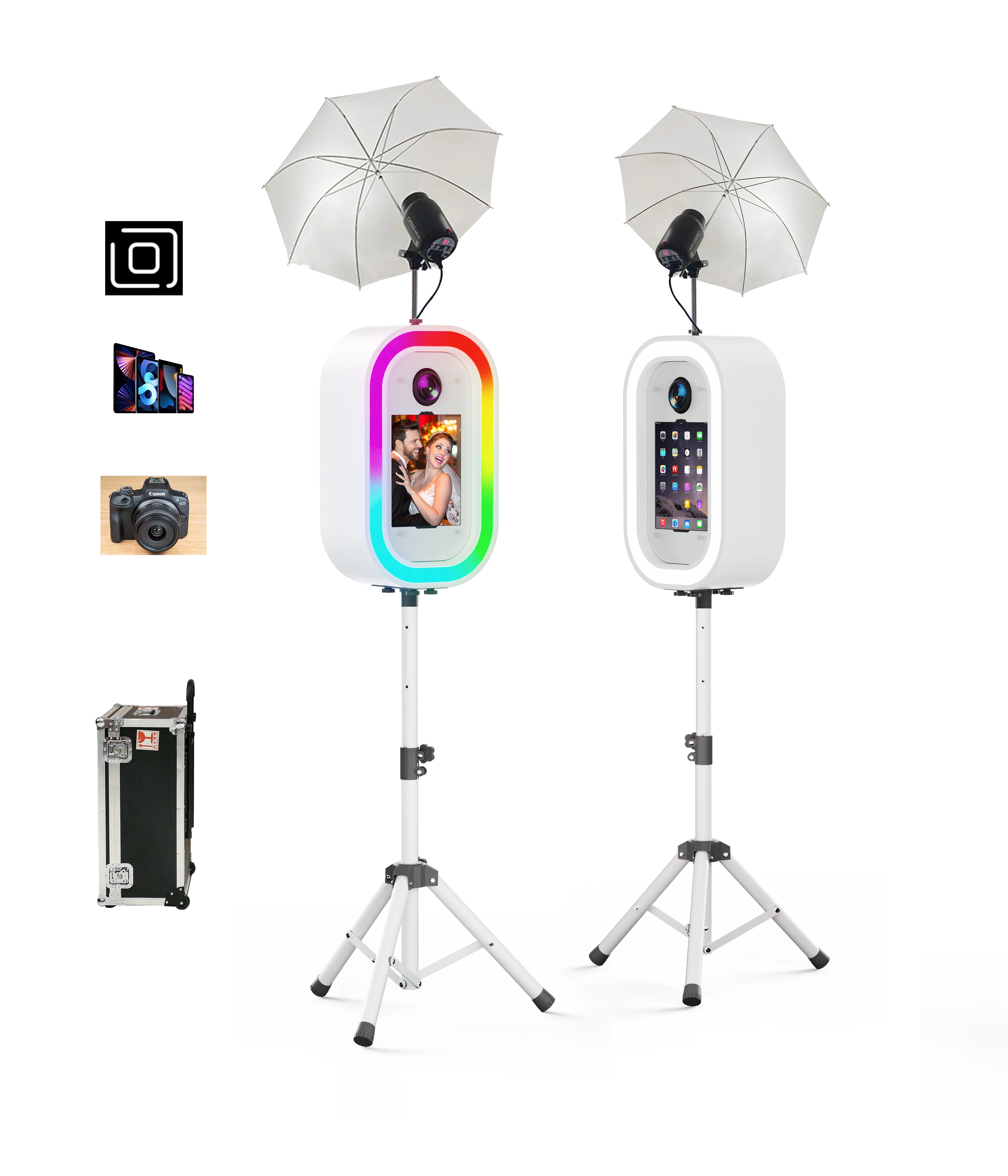 portable photo booth shell easy assembly stable tripod  outdoor 12.9 inch photo booth with smart software booth.events