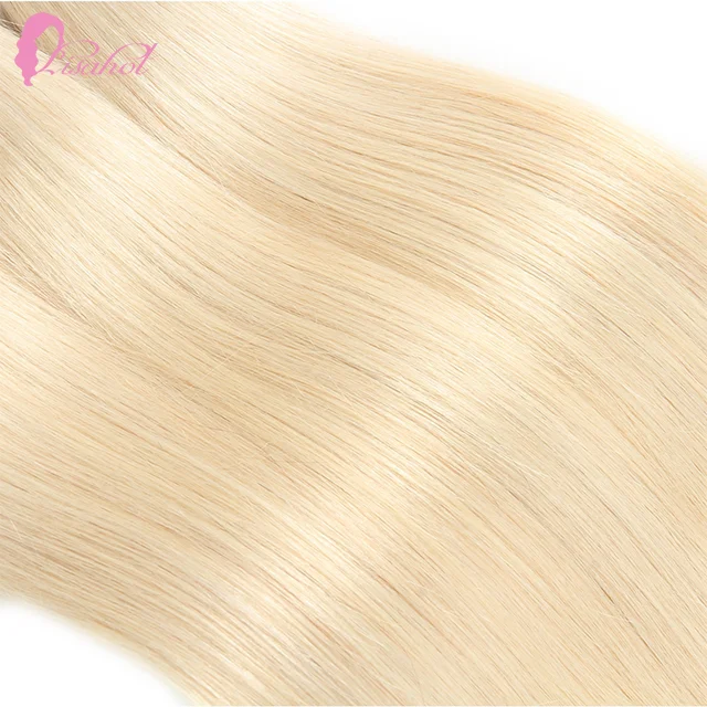 LISAHOT Low Price Thin Weft Raw Remy Cuticle Aligned Straight Russian 613 Blonde Virgin Hair Bundle For Black Women