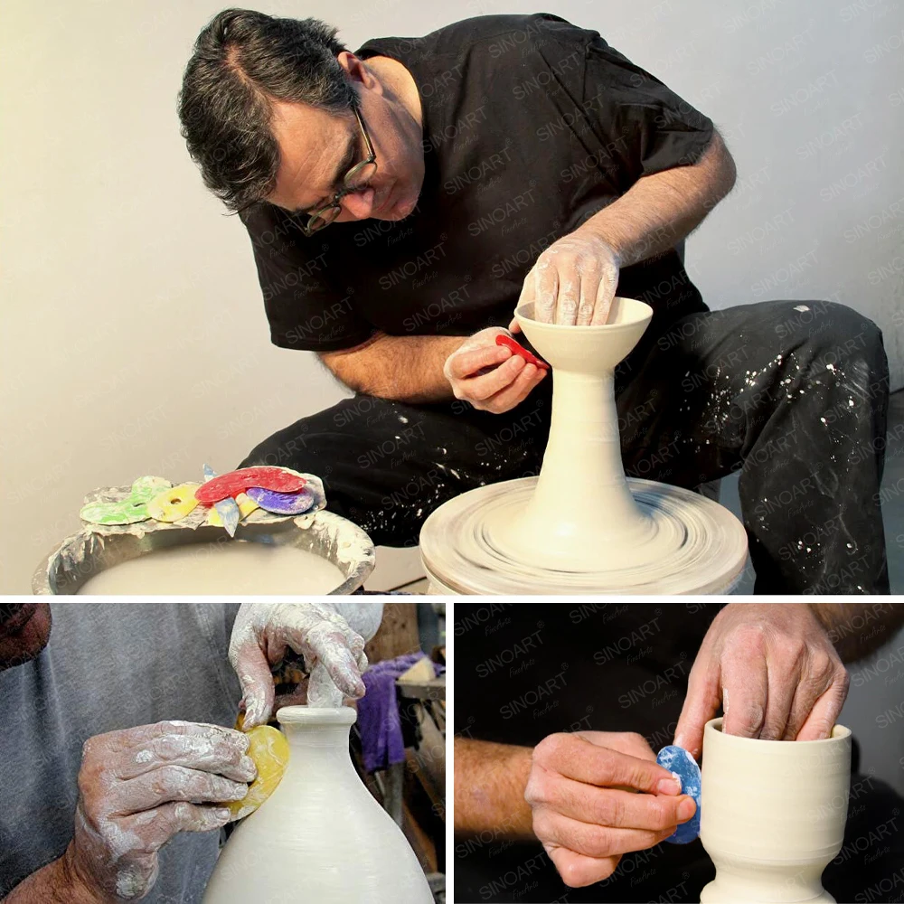 SINOART 4pcs Paste Painting Tool Pottery Clay Silicone Ceramics Tools Artist Silicone Pottery Rib Set