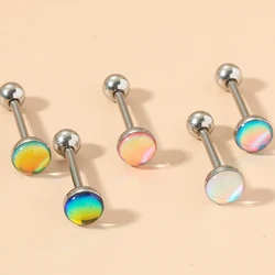 Stainless Steel Straight Tongue Nail External Thread Multicolor Flashing Film Enamel Tongue Ring Piercing External Tongue Nail J