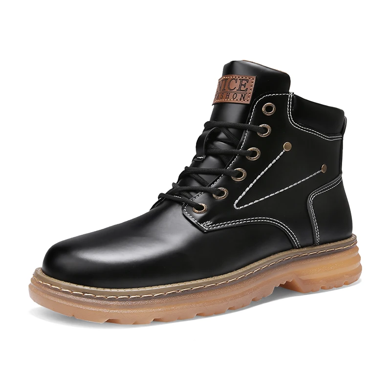 New products fashion Rubber high top shoes in winter retro trendy martin boots  for men