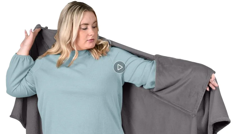 Cape and Cozy Throw Blanket Plush Flannel Fleece Oversized Wearable Hug Sleep Blanket TV Blanket with Sleeves