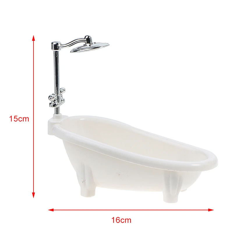 1/6 Dollhouse Miniatures Bathtub Furniture Bathroom Accessories For Doll House Decor Kids Pretend Toys Gift