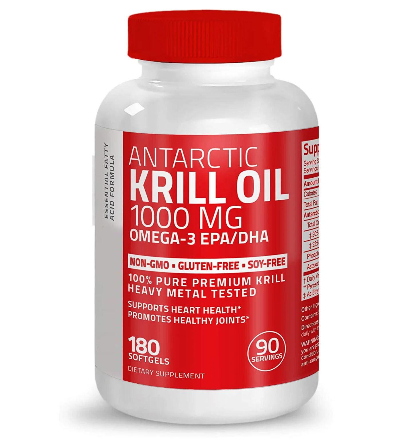 Krill Oil 1000 mg with Omega-3s EPA, DHA, Astaxanthin and Phospholipids 180 Softgels