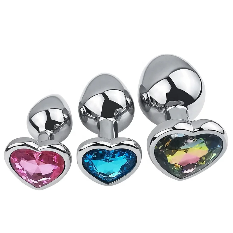 Size SML metal butt plug heart shape stainless steel anal plug for adult fun