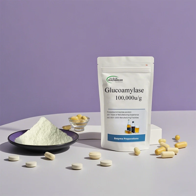 Пищевой порошок фермента глюкоамилазы 100 000 у/г cas 9032-08-0 ISO Сертификация ферментации и заваривания глюкозой Амилазы