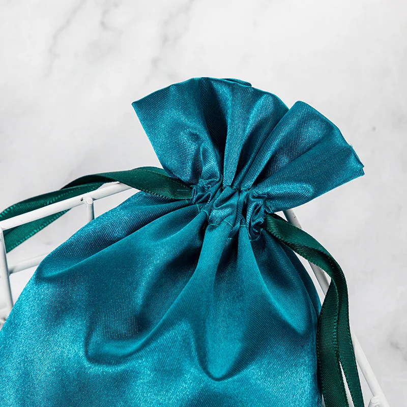 Custom Multicolor Satin Jewelry Drawstring Bag Dustproof Storage Bag for Wig Piece and Silk Bundle for Factory Gifts
