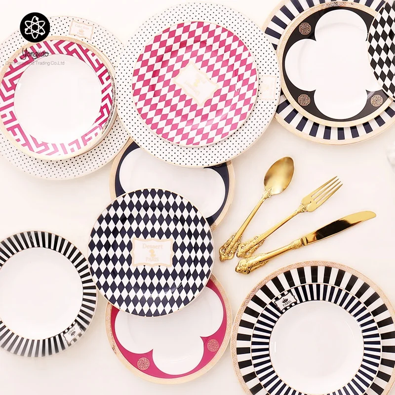 Gold Rim Round Wedding Wholesale White Porcelain Dinner Ceramic Charger Plates