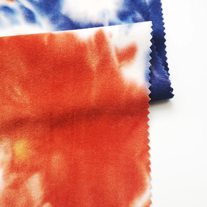 High quality 96% polyester 4% spandex fleece fabric two side brushed with tie dye for women coats