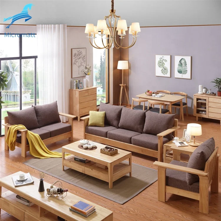 Прямая поставка с завода мебель в японском стиле для гостиной удобный секционный диван из массива дерева естественного цвета