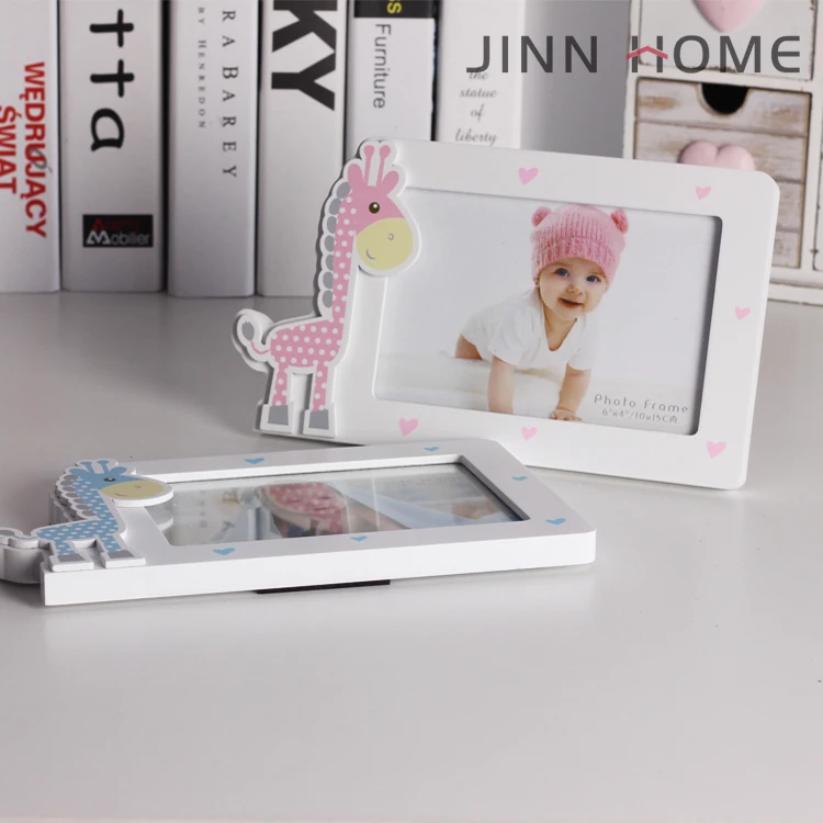 Giraffe Designs Baby Memory Wooden Photo Frame MDF Material Love You in Blue for Boys Pink for Girls Home Display DIY Projects
