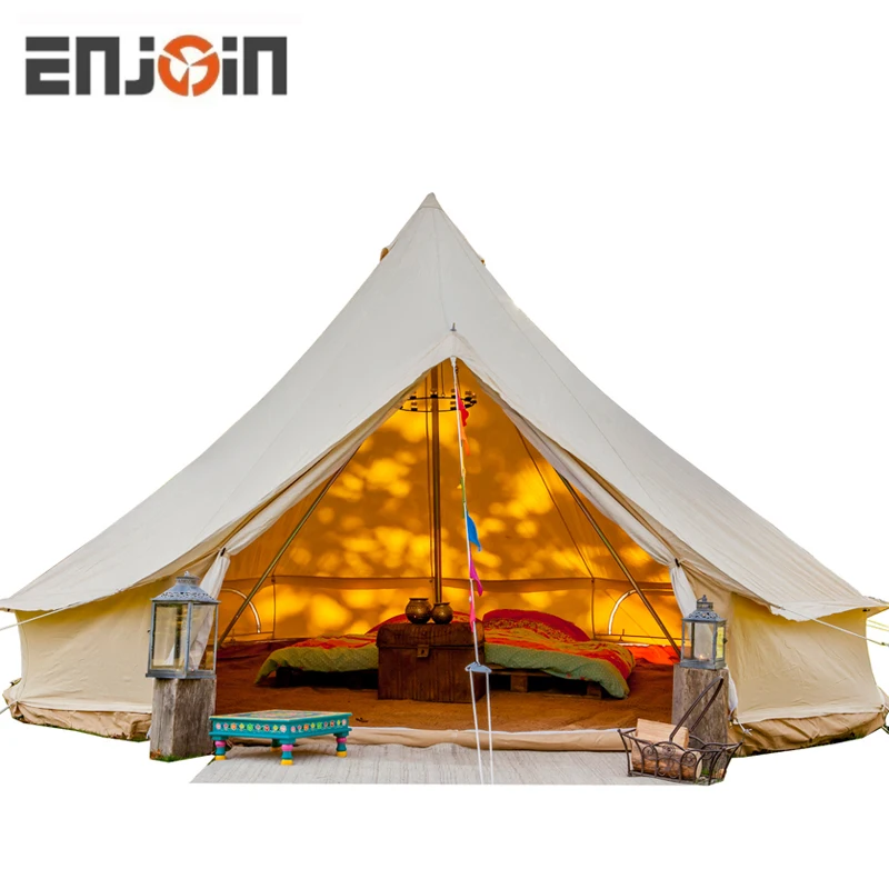 ENJOIN Luxury Outdoor Waterproof Four Season Family Camping and Winter Glamping Cotton Canvas Yurt Bell Tent