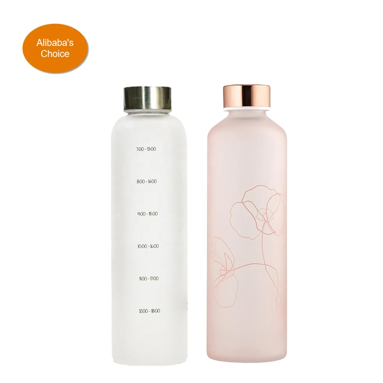Wholesale Price Frosted Glass Water Bottle with Time Markings for Coffee Eco-friendly Juice Bottle