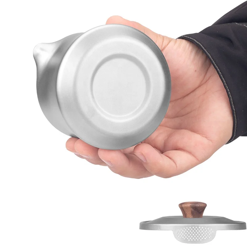 Double Walled Titanium Gaiwan Kung Fu Tea Set and Saucer Chinese Traditional Teacup w Cover Portable Tureen for Camping