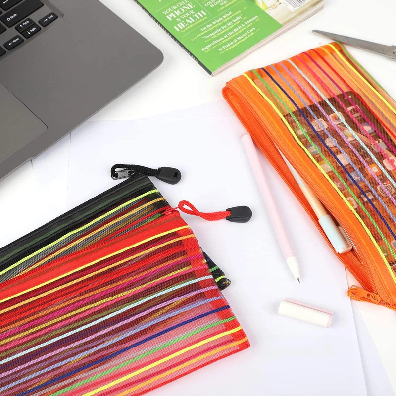 High Quality Children File Pvc Make Up Pencil Bag Mesh Hold Pen Case