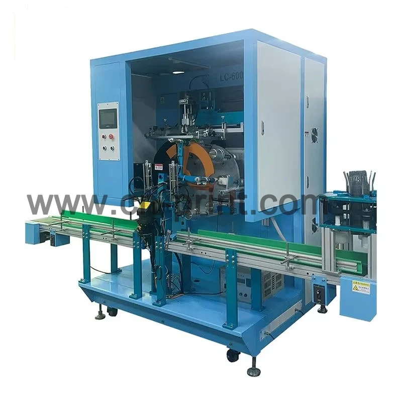 Automatic Flower pot screen printing machine Large size plastic pot serigraphy printing machine with LED UV curing system