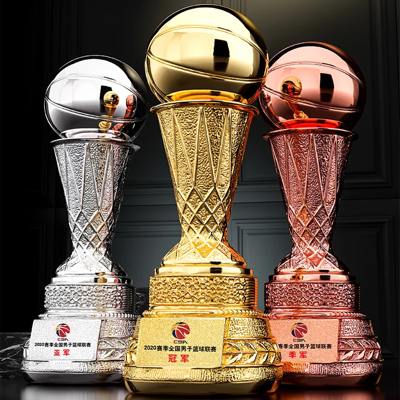 Custom Polyresin Basketball Soccer Football Trophies Silver Copper Golden Championship League Large Trophy Cup