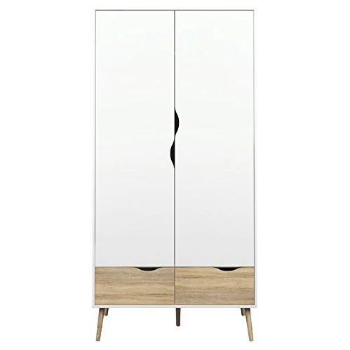 Manufacturer Wholesale Price Close Storage Bedroom Closet Wooden Panel Cloth Cupboard Wardrobe with 2 Drawers