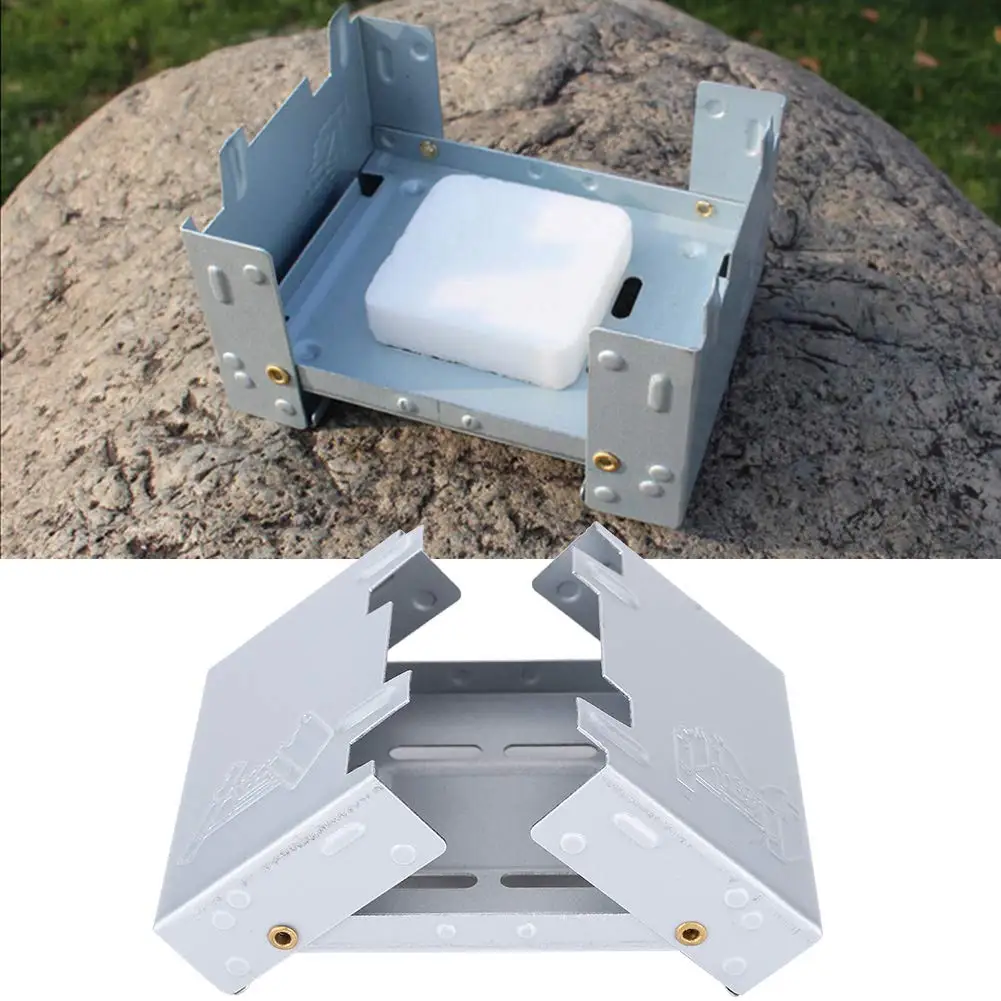 Outdoor Camping Portable Travel Stove Galvanized Sheet Wax Block Stove Fireplace Garden Small Folding Alcohol Stove
