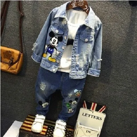 
Baby Boys Mickey Denim Jacket/ 2020 Spring Autumn Jackets Kids Cartoon Outerwear Coats For Boys Clothes Children Jacket 