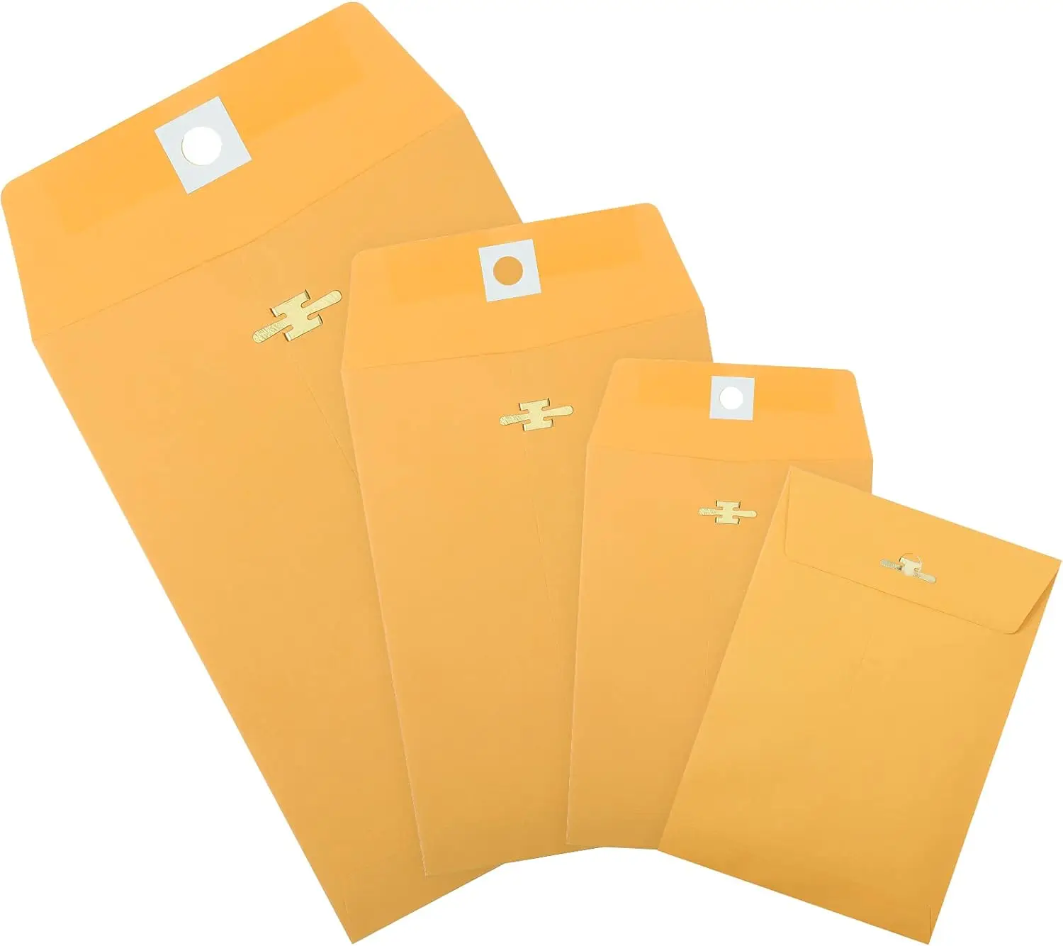 100 Pieces 3 Sizes Clasp Envelopes Kraft Paper Catalog Clasp Envelope with Clasp Closure for Filing, Storing, Privacy Ensuring