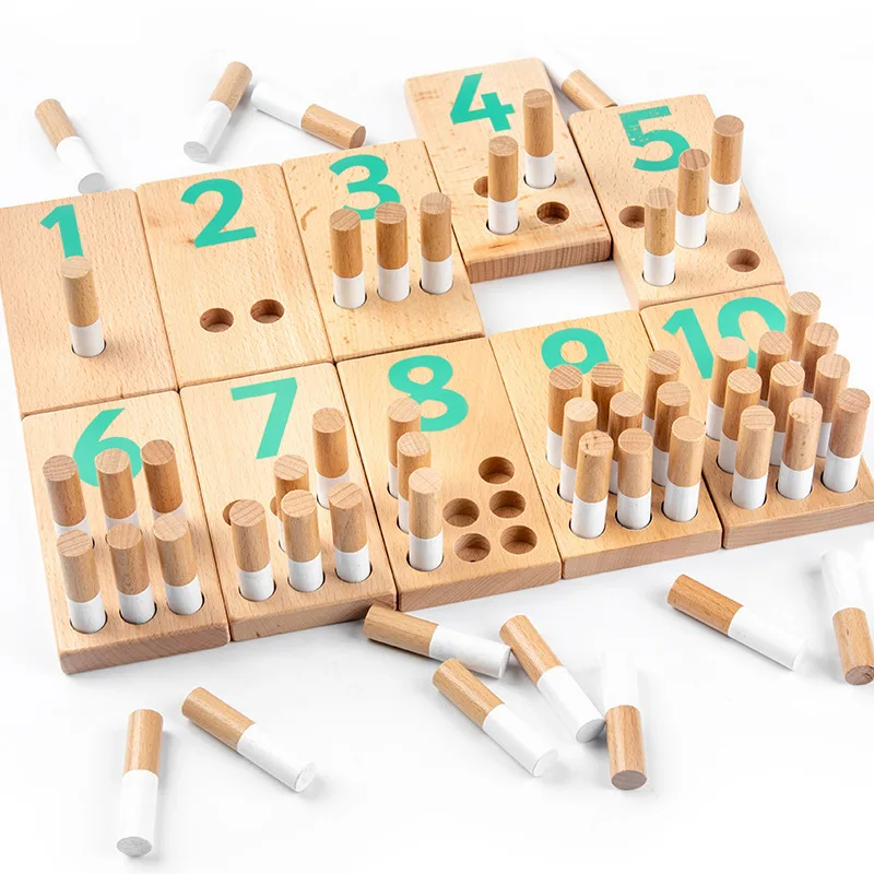 
Amazon Hot Sale Children Teaching Aids Wooden Montessori Number Math Learning Counting Board Game Early Educational Toys 