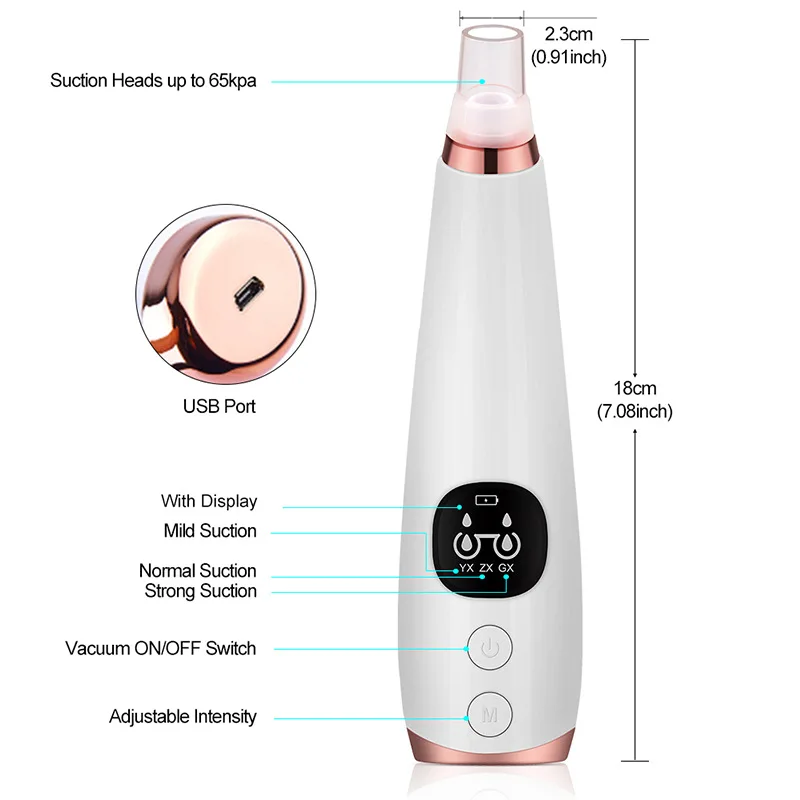 Teenager Korean Uk Blackhead Removal Electric Facial Skin Care Pore Cleaner Gun Vacuum Suction Blackhead Remover For Home