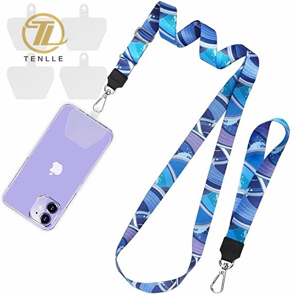 Universal Neck Polyester Mobile Phone Straps Lanyard Neck Crossbody Wrist Strap With Durable Clear Patches