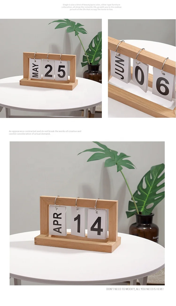 Simple Design Creative Wooden Desk Calendar Desk Office Decor Small Decorative Items Calendar Vintage Style Home Office Study