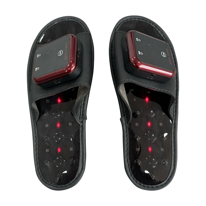 Magnetic buckle removable power, heating laser Tomalin stone massage slippers