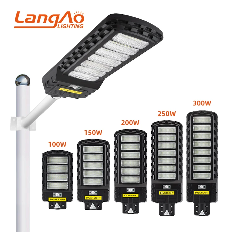 High Quality Outdoor Road Lamp Lighting Urban Road Wetarproof Ip65 100w 150w 200w 250w 300w All In One Solar Street Light