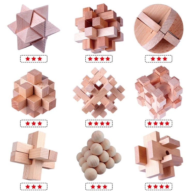  Новый Горячая Распродажа 9 шт./компл. Интеллектуальный 3D Деревянный головоломка для мозга Lu Ban Ming Lock