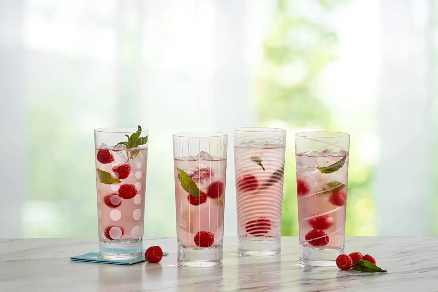 Highball Glasses with Heavy Base, Clear Drinking Glasses Set for Water, Juice, Cocktails, Wine, Beer, and Whiskey