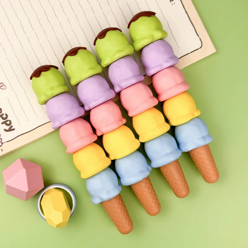 Wholesale creative school kids 5 colorful markers ice cream highlighter pen