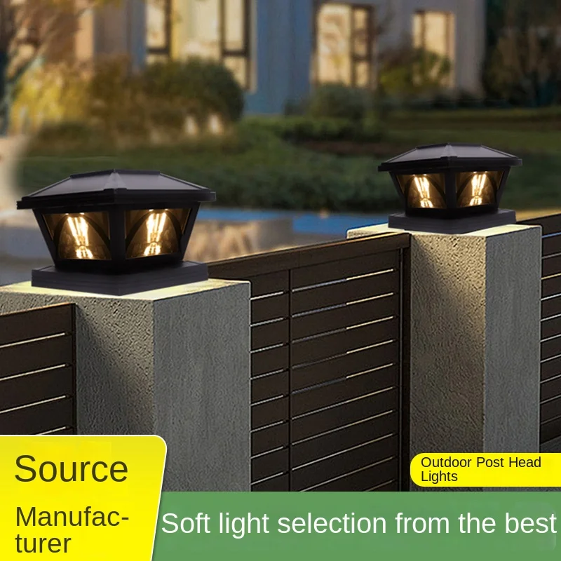 High quality decorative aluminum antique fence main gate pillar light garden lights