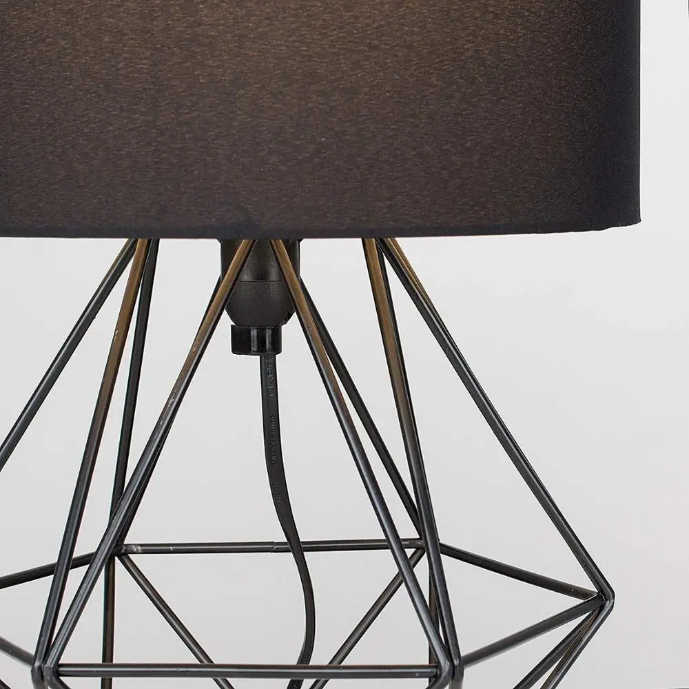 Home Decor Fabric Lamp Shade Black Wrought Iron Table Lamp