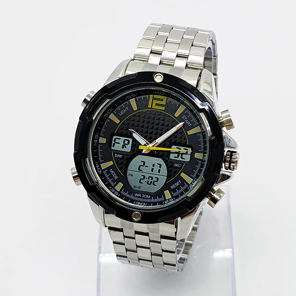 Stainless steel back water resistant fashion multifunctional watch Digital Sport Quartz Wrist watch
