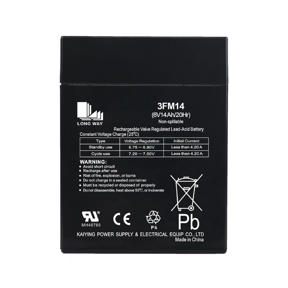 High quality 6V14Ah standard lead acid AGM VRLA battery for emergency lights