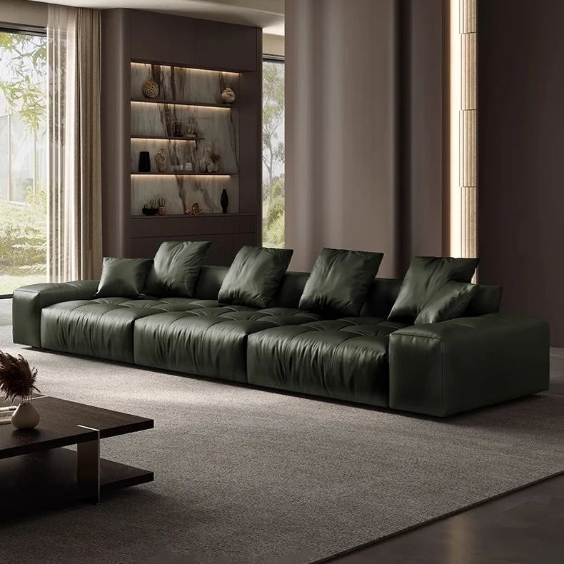 Modern minimalist top leather modular sofa set living room furniture customs faux leather sectional sofa+ottoman