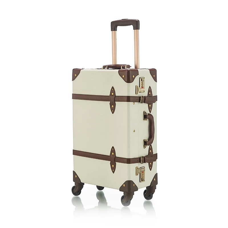 Retro Pu Leather High Capacity Trolley Mini Suitcase Pilot Bag Luggage for